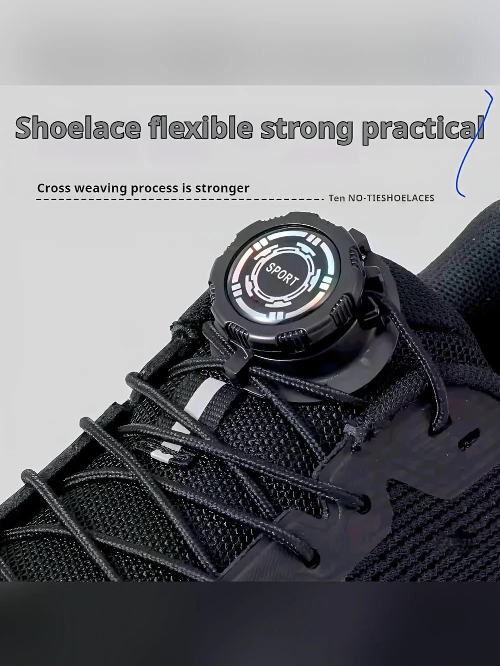 Automatic Rotating Buckle No Tie Shoelaces Quick Fasten System